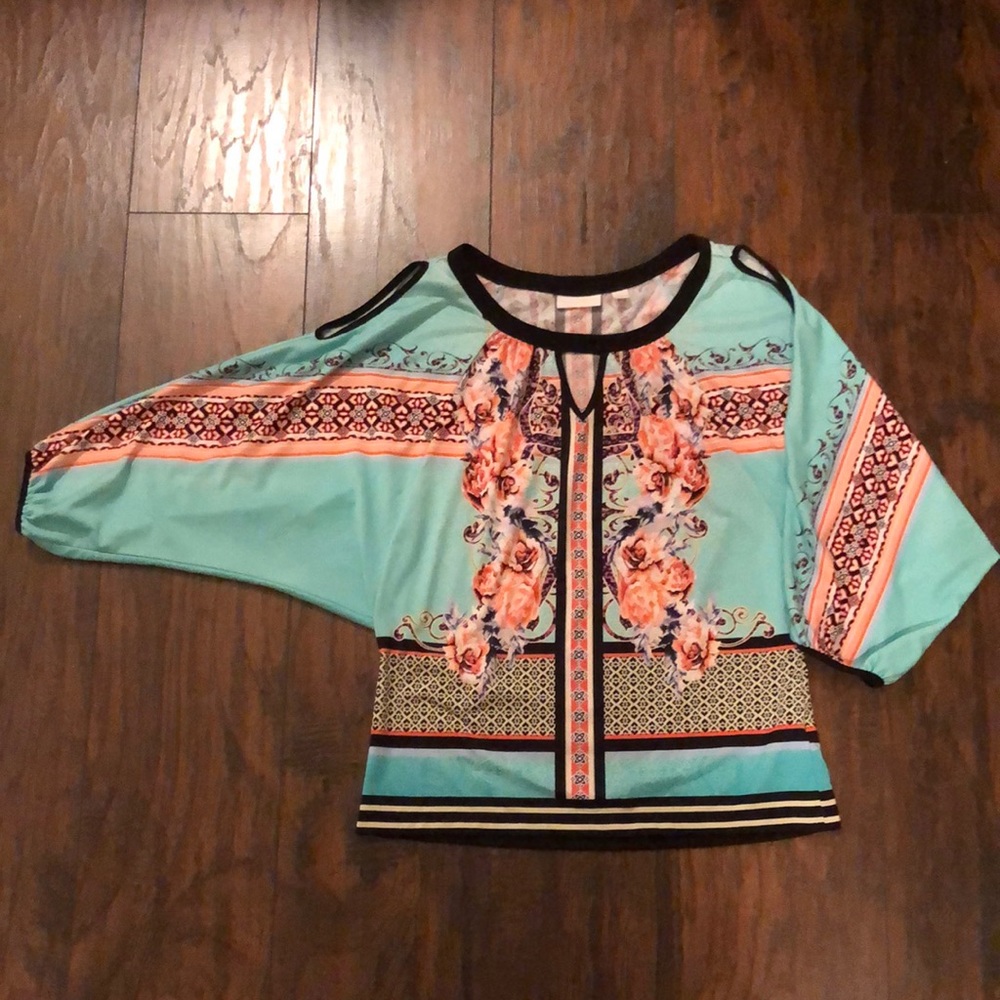 Turquoise, Cold Shoulder Dress Top